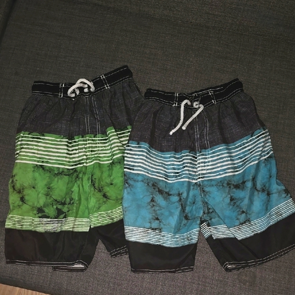 Kids Tie-Dye Shorts Set - Green and Blue